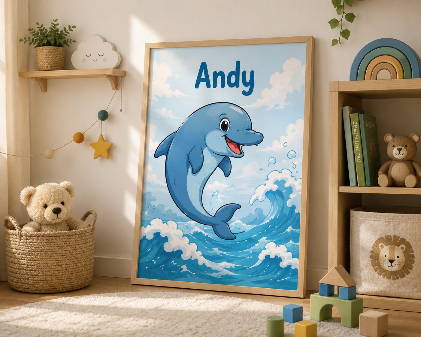 Gepersonaliseerde poster met dolfijn en naam