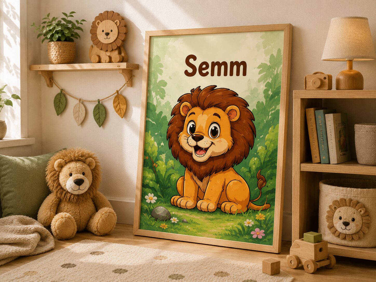 Gepersonaliseerde poster met leeuwtje en naam
