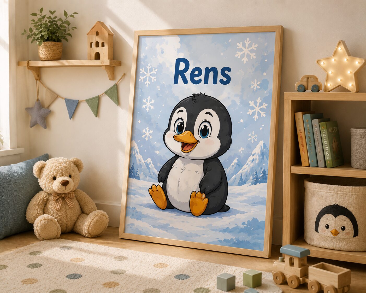 Gepersonaliseerde poster met pinguin en naam