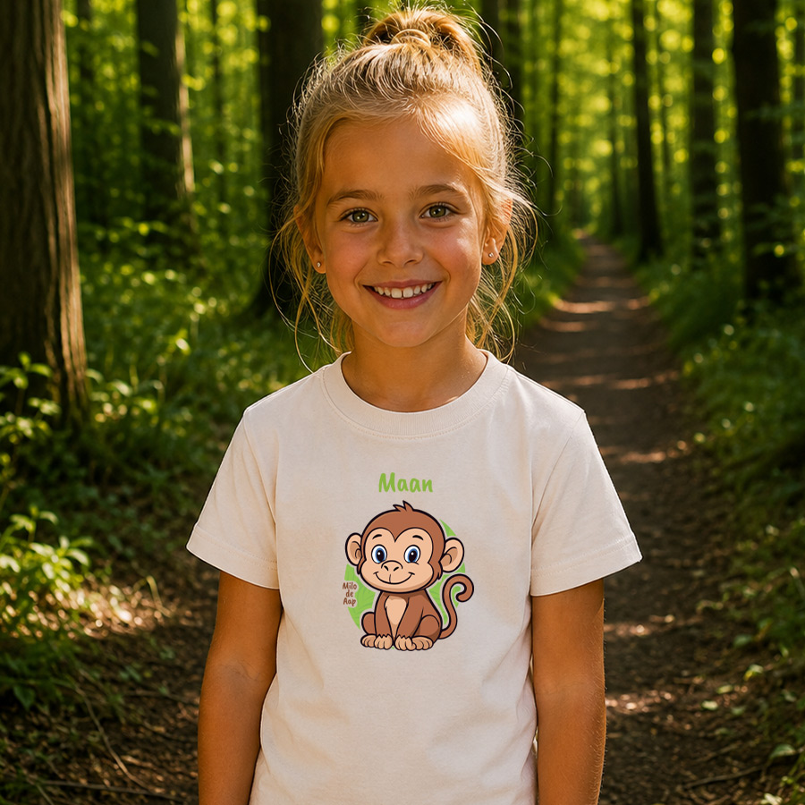 Milo de Aap - T-shirt met naam - Unisex - 7 kleuren