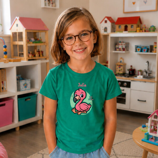 Rosie de Flamingo - T-shirt met naam - Unisex - 7 kleuren