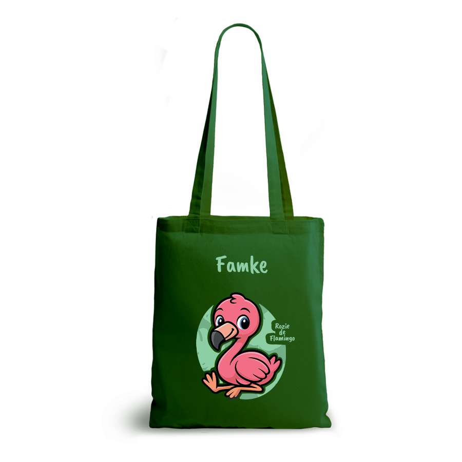 Rozie de Flamingo | tote bag | gepersonaliseerd met naam