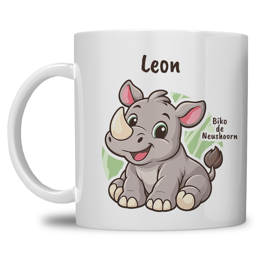 Biko de Neushoorn | Kindermok met eigen naam - Afbeelding 2