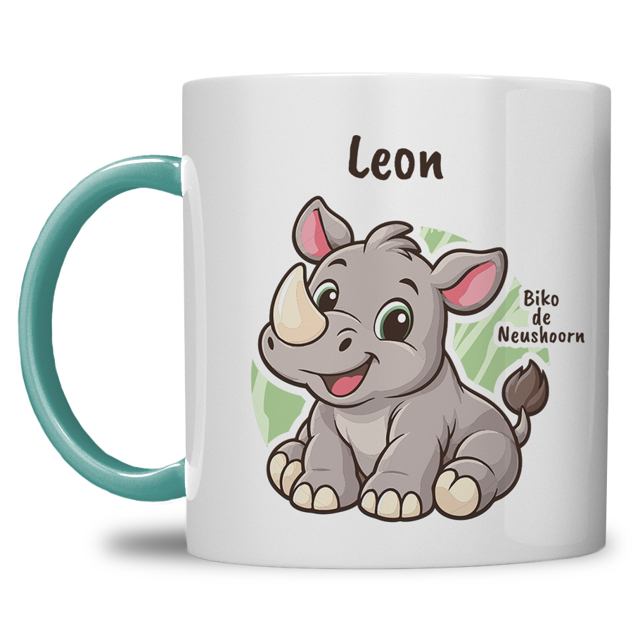 Biko de Neushoorn | Kindermok met eigen naam - Afbeelding 3