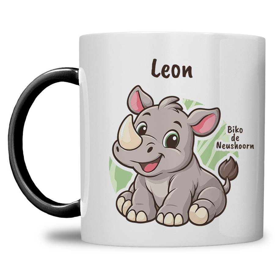 Biko de Neushoorn | Kindermok met eigen naam - Afbeelding 4